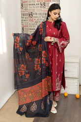 URGE - 3PC LAWN EMBROIDERED SHIRT WITH MANAAR PRINTED DUPATTA AND EMBROIDERED TROUSER - HZG1595